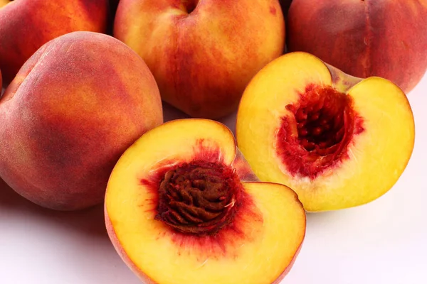 Peach White Background Closeup — Stock Photo, Image