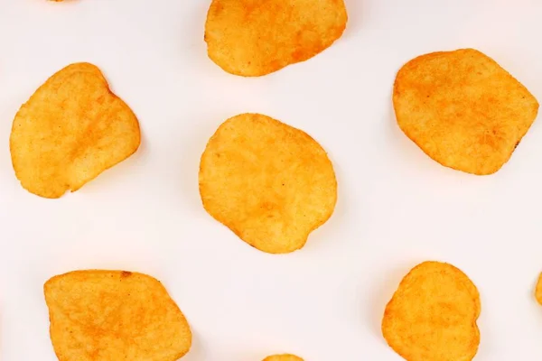 Aardappel Chips Een Witte Achtergrond — Stockfoto