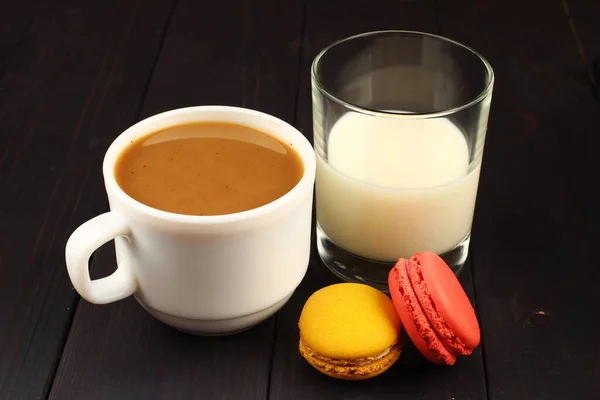 Cup Coffee Milk Dark Background — Stock Photo, Image