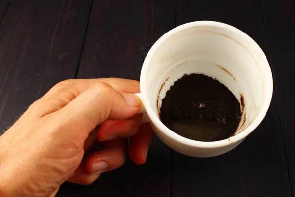 Taza Café Está Vacía Con Resto Del Café —  Fotos de Stock