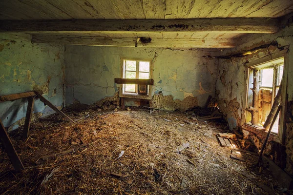 The interior is an old empty and ruined village house