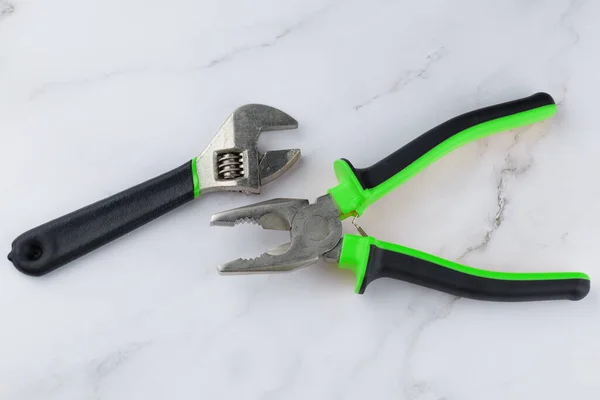 Hand Tools Adjustable Wrench Pliers — Stock Photo, Image