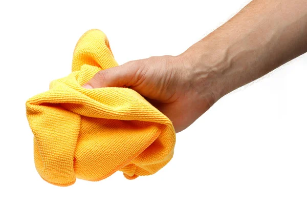 Yellow Orange Rag Hand Isolate — Stock Photo, Image