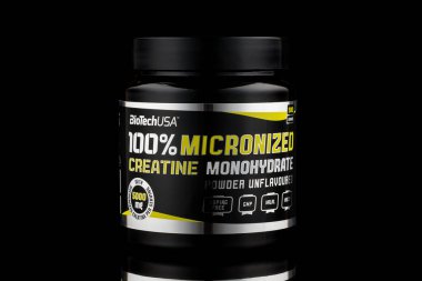 LVIV, UKRAINE - 13 Temmuz 2021: Mikronize creatine monohydrate BiotechUSA