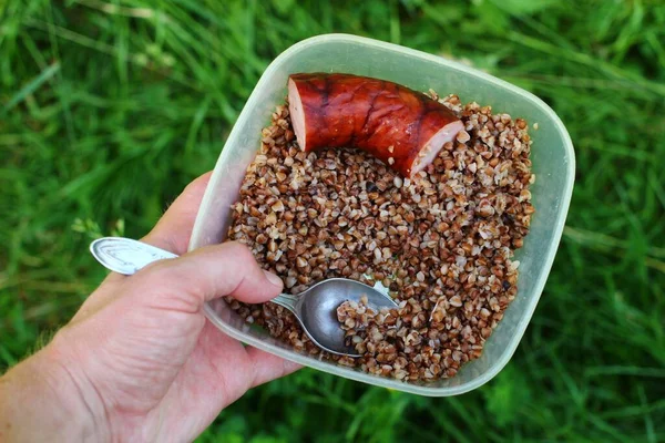 Colazione Turistica Salsiccia Grano Saraceno — Foto Stock