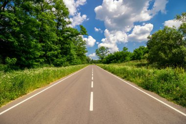 Güzel yaz yolu ve güneşli hava