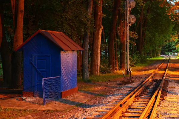 Akşamları Güzel Demiryolu Rayları — Stok fotoğraf