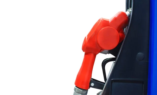 Oil Nozzle Pump Petrol Service Station White Color Background — 스톡 사진