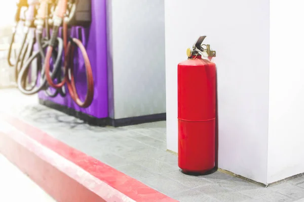 Dry Chemical Fire Extinguisher Placed Floor Petrol Service Station — Φωτογραφία Αρχείου