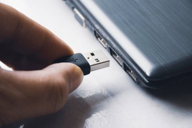 USB (Universal Seri Bus) Tip A sürümü 3. 0 bilgisayarın usb portuna bağlanıyor