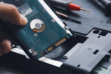 Tamirci sabit diski 2.5 inç (HDD) bilgisayar dizüstü bilgisayarına yükler