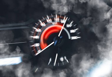Araba hız göstergesi yüksek performans ve gösterge yüksek hız ve duman, çifte maruziyet otomotiv konsepti