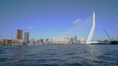 8 Kasım 2019 'da Rotterdam, Hollanda' nın güneyindeki Erasmug Köprüsü 'ne bakın.
