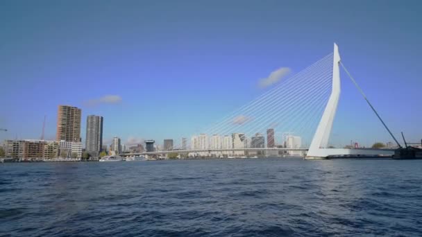 View Erasmug Bridge Conenctiong South Part Center Rotterdam Alankomaat Marraskuu — kuvapankkivideo