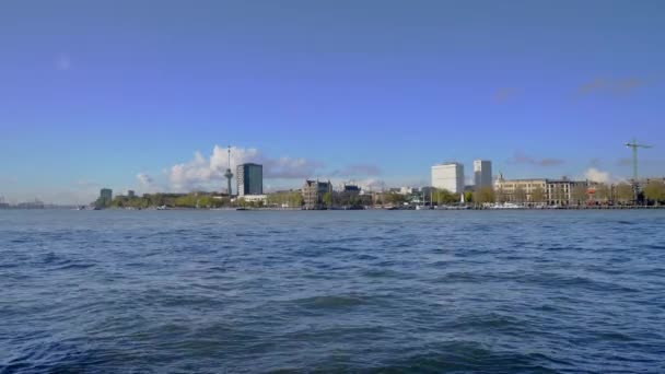 Vedere Peste Râul Maas Partea Centrală Orașului Rotterdam Olanda Noiembrie — Videoclip de stoc
