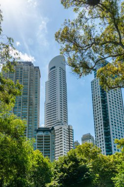 Buenos Aires, Arjantin 'deki Montserrat bölgesindeki modern apartman binalarının manzarası - 21 Ocak 2019