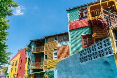 Ünlü renkli evler, La Boca, Buenos Aires, Arjantin - 22 Ocak 2019