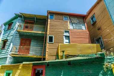 Ünlü renkli evler, La Boca, Buenos Aires, Arjantin - 22 Ocak 2019