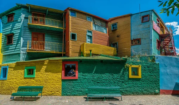 Ünlü renkli evler, La Boca, Buenos Aires, Arjantin - 22 Ocak 2019
