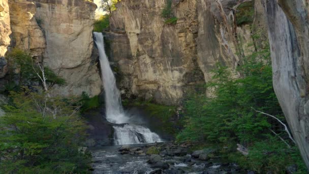 Wasserfall Chorrillo Del Salto Bei Chalten Argentinien — Stockvideo