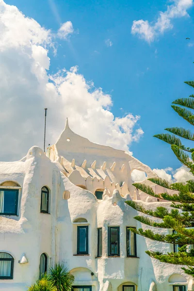 Dettaglio Del Famoso Casapueblo Cemento Imbiancato Gli Edifici Stucco Vicino Foto Stock