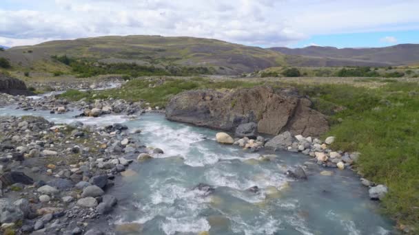 Lille Flod Torres Del Paine Bjergkæden Chile Marts 2019 – Stock-video