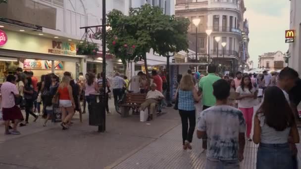 Сальта Аргентина Февраля 2019 Года Туристы Местные Жители Наслаждаются Уличной — стоковое видео
