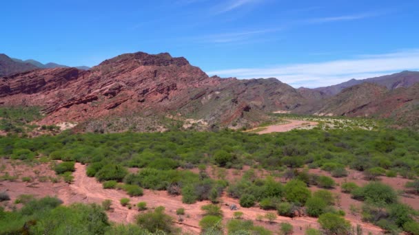 Montañas Rojas Ruta Entre Los Pueblos Salta Cafayate Argentina — Vídeos de Stock