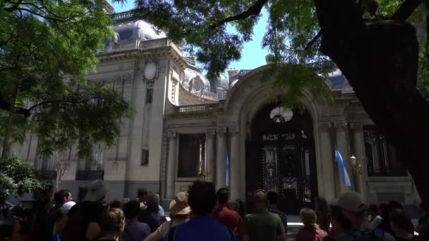 Buenos Aires Argentina Februari 2019 Freetour Guide Visar Turist San — Stockvideo