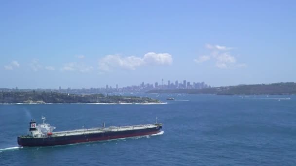 Visão Geral Porto Sydney Com Navio Carga Navegando Sydney Nova — Vídeo de Stock
