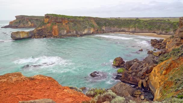 Costa Sur Australia Con Rocas Playa Great Ocean Road Parte — Vídeo de stock