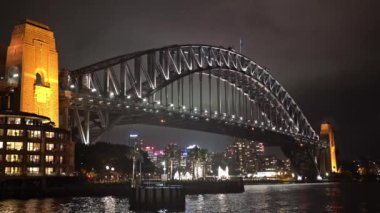 Sydney liman köprüsü, gece Sidney 'de, Yeni Güney Galler, Avustralya