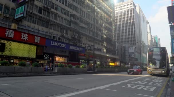 Autobus Auto Sulla Strada Nathan Nel Centro Hongkongo — Video Stock