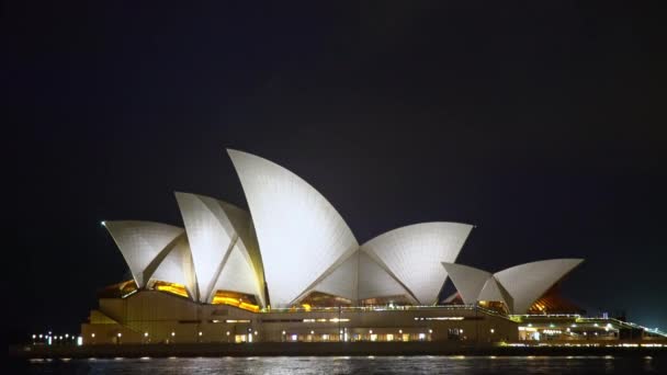 Sydney Opera House Sydney Harbour Natten Sydney New South Wales — Stockvideo