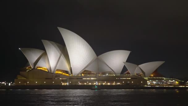 Sydney Opera House Porto Sydney Noite Sydney Nova Gales Sul — Vídeo de Stock