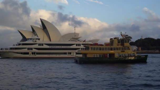 Sydney Opera House Sydney Harbour Bij Zonsondergang Sydney New South — Stockvideo