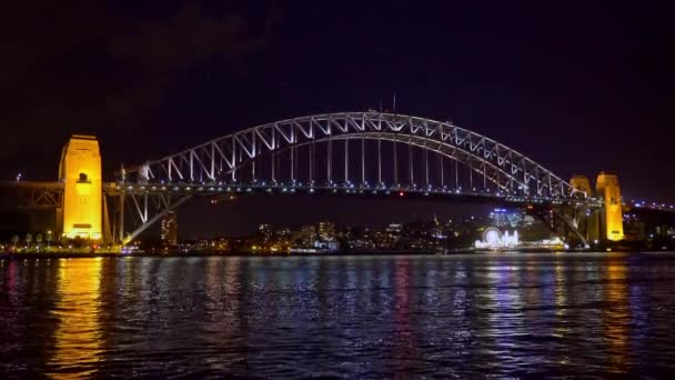 Ponte Sul Porto Sydney Notte Sydney Nuovo Galles Del Sud — Video Stock