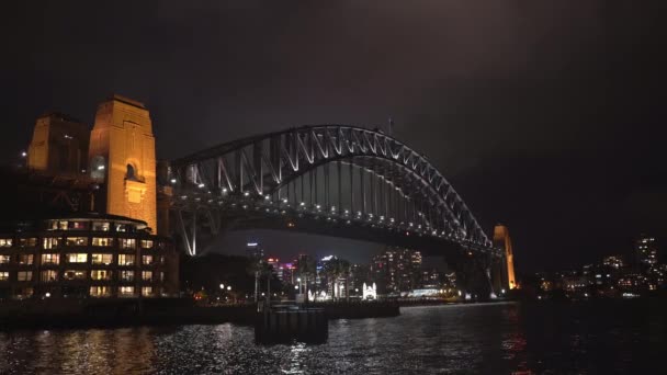 Pont Portuaire Sydney Nuit Sydney Nouvelle Galles Sud Australie — Video