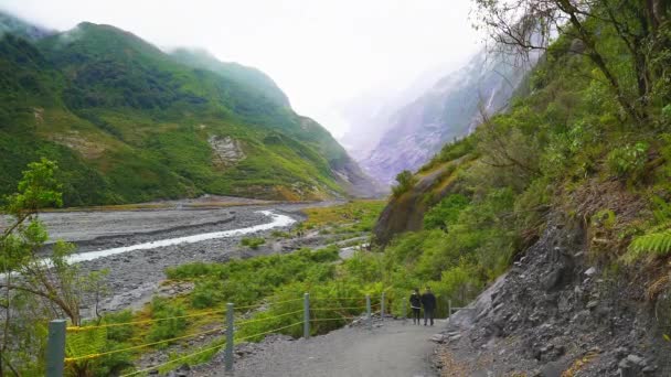 Franz Josef Gletsjer Nieuw Zeeland November 2016 Toeristische Wandeling Naar — Stockvideo