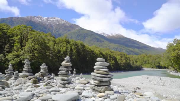 Time Lapse Pilas Roca Makarora Isla Del Sur Nueva Zelanda — Vídeos de Stock