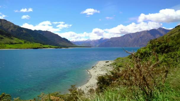 Lago Hawea Isla Del Sur Nueva Zelanda — Vídeos de Stock