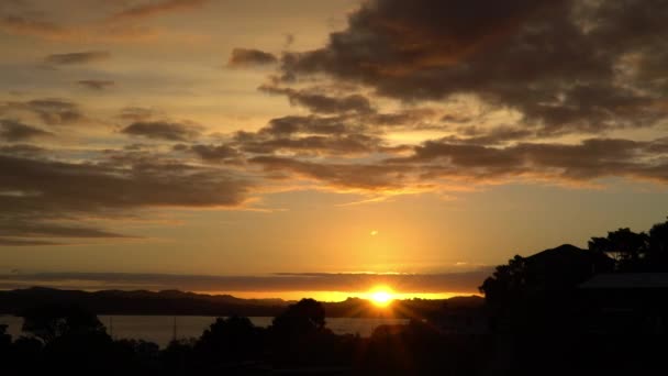 Zonsondergang Aan Kust Het Noordereiland Nieuw Zeeland Time Lapse — Stockvideo