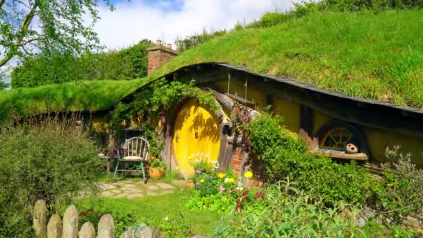 Hobbiton Nya Zeeland Oktober 2016 Hobbiton Hus Hobbiton Film Set — Stockvideo