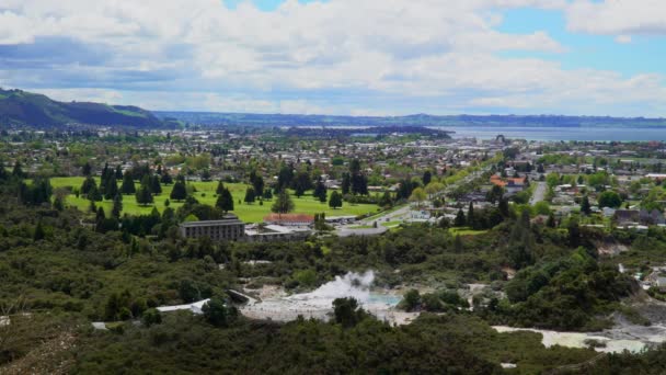 Hobbiton Nova Zelândia Oktober 2016 Vista Sobre Rotorua Nova Zelândia — Vídeo de Stock