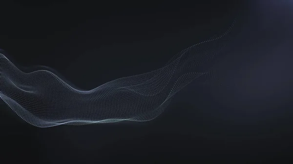 Tech Black Background Abstract Wave Fluid Particles Matrix Connection Concept — Stock Photo, Image