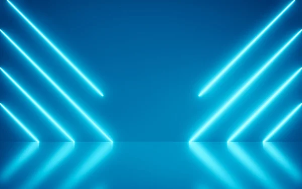 Fundo Néon Abstrato Azul Luz Forma Diagonais Linha Chão Colorido — Fotografia de Stock