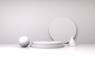 Ürün sunumu için Mockup podyumu, kazanan podyum, 3D görüntüleme.