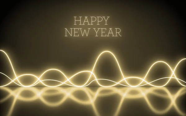 Background Futuristic Abstract Neon Waves Text Happy New Year Light — Stock Photo, Image