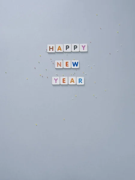 Happy New Year Grey Vertical Background Flyer Poster Banner Web — Stock Photo, Image