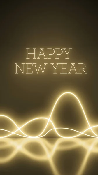 Happy New Year Vertical Abstract Neon Waves Background Light Shapes — Stock Photo, Image